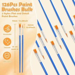 240 Pcs Small Paint Brush Bulk, Flat Fine Tip Artist Paint Brushes Set,