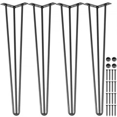 Hairpin Table Legs 24″ Black Set of 4 Desk Legs 880lbs Load Capacity (Each 2…