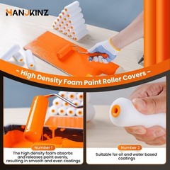 HANJKINZ Foam Paint Roller, 24 Pack, 4 24 pcs 4″ Roller Cover, White