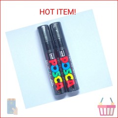 Uni Posca Paint Marker PC-17K Black, 2 pens per Pack(Japan Import) [Komainu-Dou