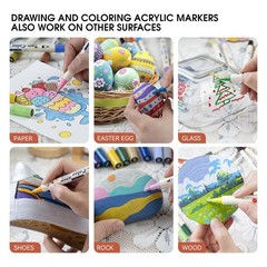 48 Colors Acrylic Paint Marker Set 24 Pieces of Dual-color Acrylic Paint Pens…