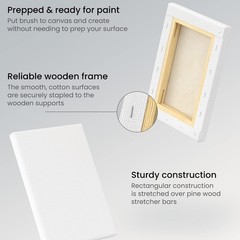 Stretched Canvas, 5 x 7 Inches, Pack of 12, Blank White Canvas for Painting f…