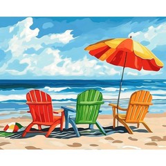 Natuyalo Paint by Numbers Kit for Adults – Beach Seascape 16×20 Inch, ART-02