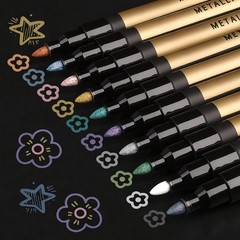 10 Color Metallic Markers, Glitter Metallic Acrylic Paint Pens, Permanent Spa…