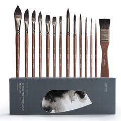 Artify Watercolor Brushes Professional 14 PCS Squirrel Hair Set Tips