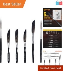 Complete 6-Brush Pinstriping Set with Nylon & Squirrel Hair – High Performance