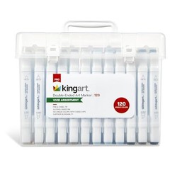 KINGART 120 Count Double Ended Art Markers Alcohol Based Fine and Chisel Tips
