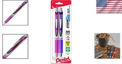 Fast-Drying EnerGel RTX Gel Ink Pens – 0.7mm Medium Lines, 2-Pack in Pink/Violet