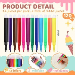1440 Pcs Mini Markers Bulk Colored Pen 3.4 Inch Vibrant Colors Portable Short…