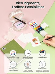 9-Color Travel Pan Set with Brush, Cup & Display Pouch