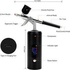 Cordless Rechargeable Airbrush Kit,Handheld Air Brush Sprayer Gun