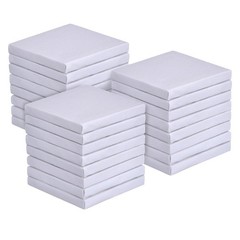 Mini Canvas Panels for Painting Craft Drawing, 24 Pack (3 3 by 3 Inch, White