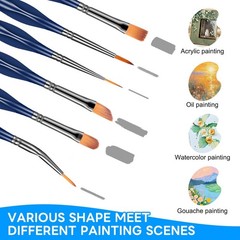 Detail Paint Brushes Set 15pcs, Art Painting Models Figurines,Watercolor , Blue