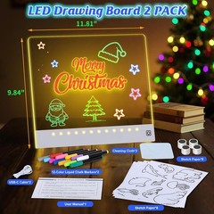 Rechargeable Light Up Drawing Board Set – 2 Kids LED Boards with Tracing Tools