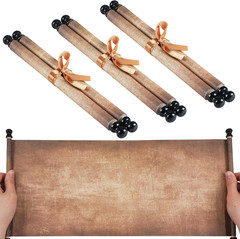 6Pcs Blank Scroll Paper with Wood Rods 7×15-3/4Inch Small Blank Old Paper Scroll