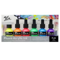 Acrylic Ink Premium 6pc x 20ml (0.7 US fl.oz), Acrylic Inks for Artists, Fluo…