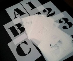 approx 4 inches / 10cm HEIGHT ARMY STYLE STENCILS Alphabet Letters and Numbers
