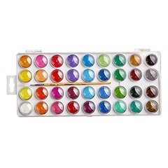 W/Brush, Set of 36 Watercolor Paint Set, Assorted 36 Piece