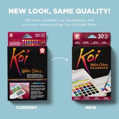 Koi Field 30 Assorted Watercolors with Water Brush Sketch Set XNCW-30N