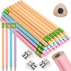 48 Pcs Fat Pencils Jumbo Big Thick Large Pencils and 3 Pieces Sharpeners for Kid