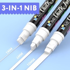 White Liquid Chalk Markers 2 Pack Jumbo Chalk Pens with 10mm 3 in 1 Nib Wide…