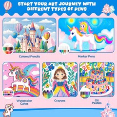 Art Supplies, Unicorn Drawing Coloring Set with Crayons, Colored Pencils, Ma…