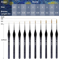 10PC Miniature Paint Brush for Fine Detailing,Small Painting Brushes Set for …