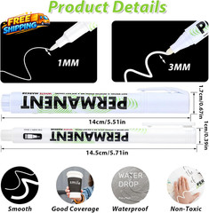 Acrylic White Paint Pens 6 Pack White Permanent Marker with Extra Fine Point