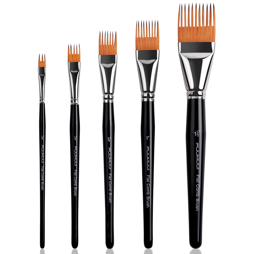 Grainer Brush Set–5pcs Professional Flat Comb Brushes for Unique Texture Pain…