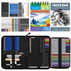 KALOUR 76 Drawing Sketching Kit Set Pro Art Supplies with Sketchbook & Water…