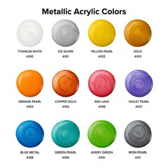 Metallic Acrylic Pouring Paint 12 Colors 2 Oz Bottles – Pre-Mixed Ready to Pour