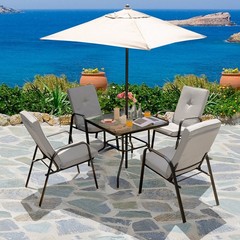 5 Feet Patio Square Market Table Umbrella Shelter with 4 Sturdy Ribs-Beige