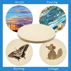 Unfinished Round Birch Wood Canvas Panels Kit, 2 Pack of 12’’ Studio 3/4’’ De…