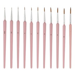 11 Pcs Detail Paint Brushes 5.5mm-21mm Tip (00000/000/00/0/1/2/3/4/5/6/7), Pink