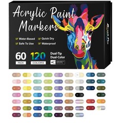 Acrylic Paint Markers Dual Tip Brush Pens for Rock Wood Glass Ceramic Fabric