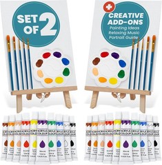 Set of 2 Painting Kits for Adults and Couples – Sip and Paint Kit for Date Ni…