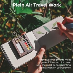 All-in-One Walnut Wood Watercolor Set 8-Color Travel Kit with Bag