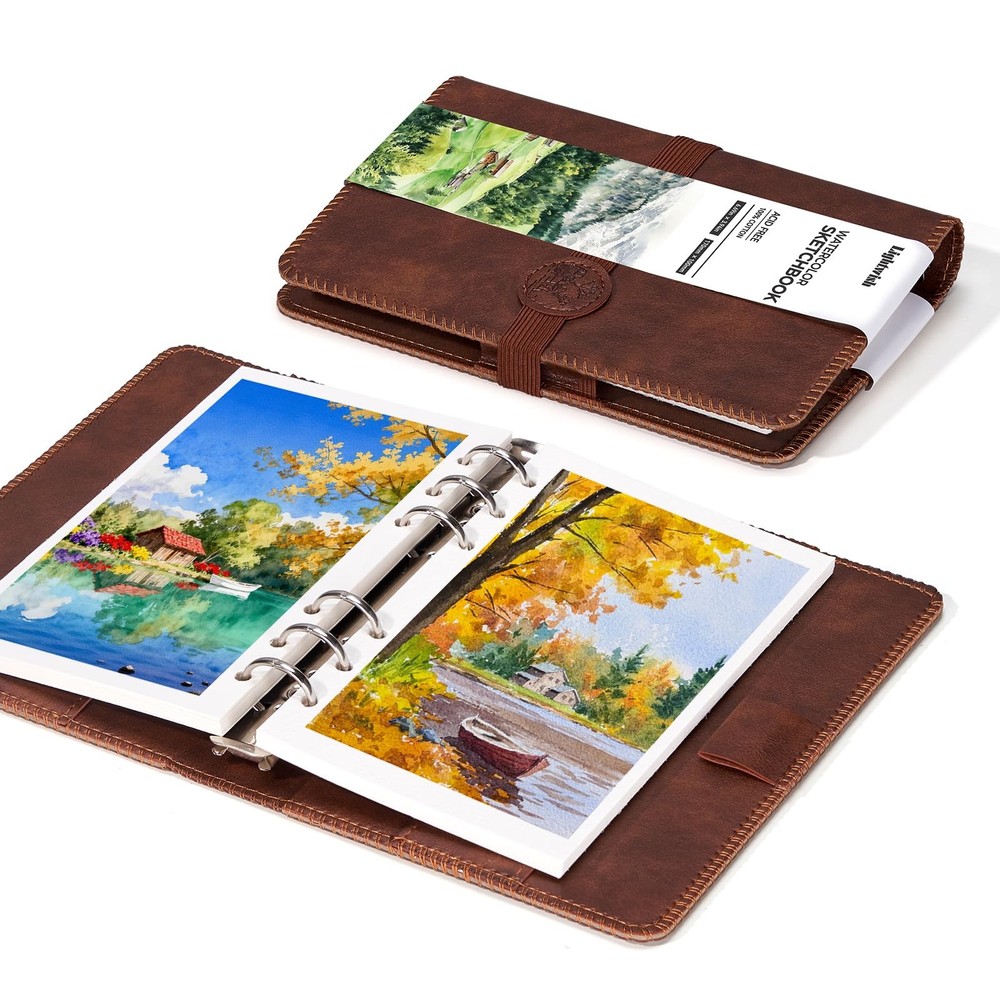 20 Sheets Watercolor Sketchbook 100% Cotton 300gsm Cold Press 6.69″ x 3.94″
