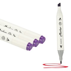 Dual Tip Alcohol Art Markers, 3 Pcs White Alcohol Markers Pen, Purple