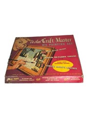 Vintage 1950s Vintage Craft Master Numbered Oil Painting Set Country Lane Scene
