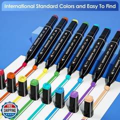 Banral 24 Colors Alcohol Markers Set, Dual Tip Alcohol Based Art Marker for A