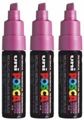 Uni Broad Line Posca Water Base Paint Markers Flourescent Pink Pc 85 3 Markers