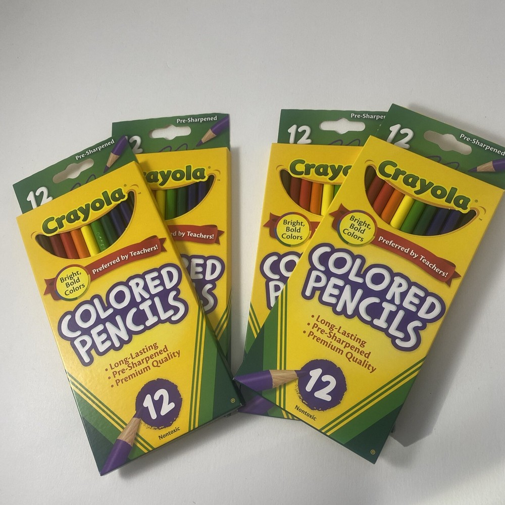 Crayola Bright Bold Colored Pencils Assorted Color 12 ct Lot of 4 New In Pack