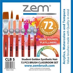 CLB-5 Classroom Artist Brush Box Set | Wash – Round – Flat – Liner 72 pcs