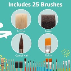 Paint Brushes – Acrylic Paint Set and Detail Paint Brushes for Kids – 25 Pack