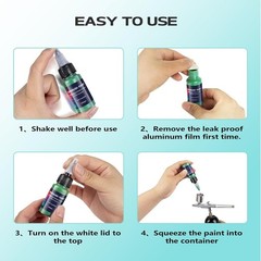 6-Color Water-Based Acrylic Airbrush Paint Set for Metal, Plastic & More