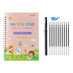 Magic Practice Copybook Set Reusable Calligraphy Writing Pen Preschool Kids 4PC