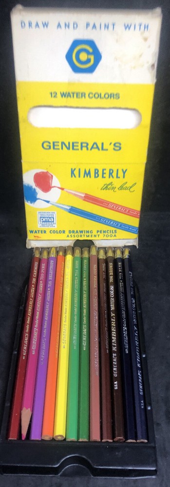 Vtg General Pencil Co 12 Water Color Drawing Art Pencils 700A USA Thin Lead