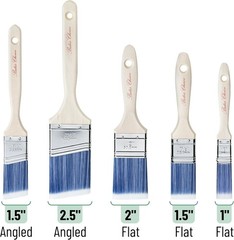 Bates 5-Pack Paint Brushes: Flat & Angled, Wooden Handle for Precision Painting