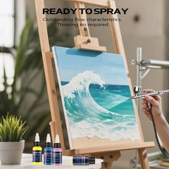 6-Color Water-Based Acrylic Airbrush Paint Set for Metal, Plastic & More